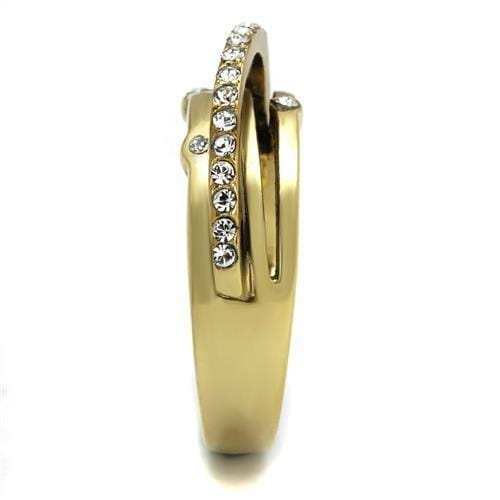 TK2611 - IP Gold(Ion Plating) Stainless Steel Ring with Top Grade Crystal in Clear - Alamode - Flyclothing LLC