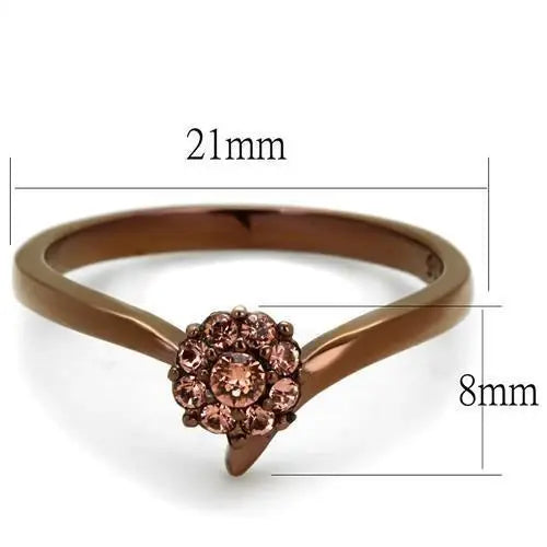 TK2612 - IP Coffee light Stainless Steel Ring with Top Grade Crystal in Light Peach - Alamode - Flyclothing LLC