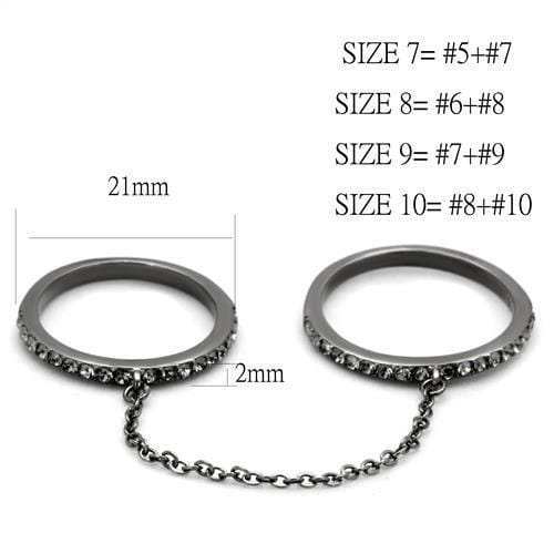 TK2614 - IP Light Black (IP Gun) Stainless Steel Ring with Top Grade Crystal in Jet - Alamode - Flyclothing LLC