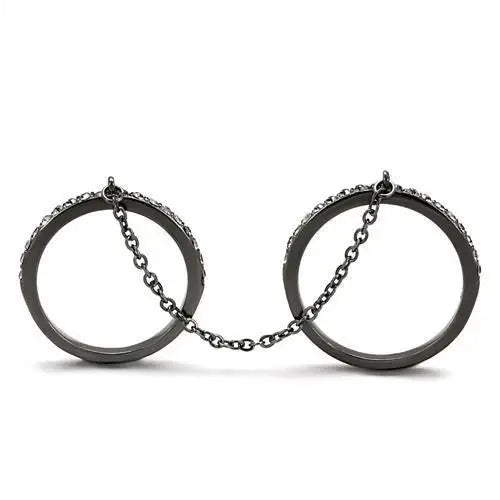 TK2614 - IP Light Black (IP Gun) Stainless Steel Ring with Top Grade Crystal in Jet - Alamode - Flyclothing LLC