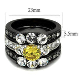 TK2615 - Two-Tone IP Black (Ion Plating) Stainless Steel Ring with AAA Grade CZ  in Topaz
