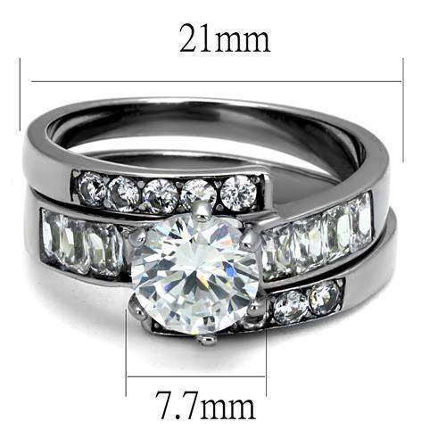 TK2616 - No Plating Stainless Steel Ring with AAA Grade CZ in Clear - Alamode - Flyclothing LLC
