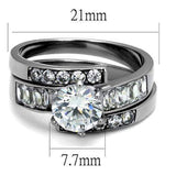 TK2616 - No Plating Stainless Steel Ring with AAA Grade CZ in Clear - Alamode - Flyclothing LLC