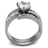 TK2616 - No Plating Stainless Steel Ring with AAA Grade CZ in Clear - Alamode - Flyclothing LLC