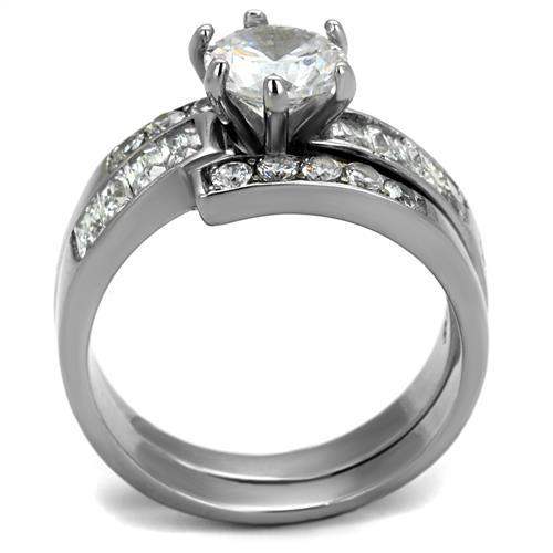 TK2616 - No Plating Stainless Steel Ring with AAA Grade CZ in Clear - Alamode - Flyclothing LLC