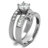 TK2616 - No Plating Stainless Steel Ring with AAA Grade CZ in Clear - Alamode - Flyclothing LLC