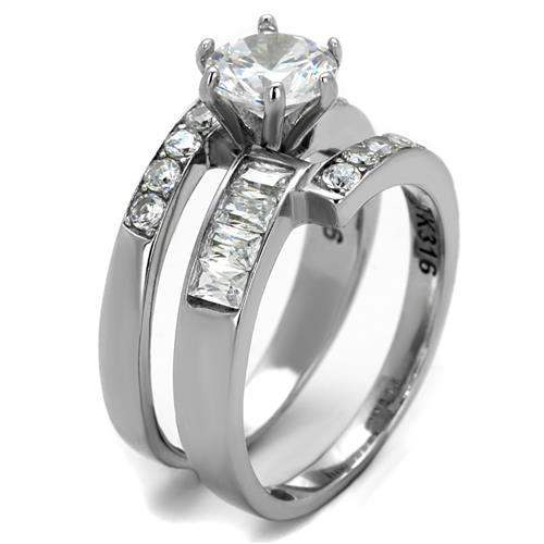TK2616 - No Plating Stainless Steel Ring with AAA Grade CZ in Clear - Alamode - Flyclothing LLC