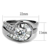 TK2617 - No Plating Stainless Steel Ring with AAA Grade CZ in Clear - Alamode - Flyclothing LLC