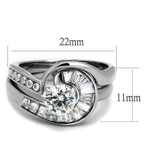 TK2617 - No Plating Stainless Steel Ring with AAA Grade CZ in Clear - Alamode - Flyclothing LLC