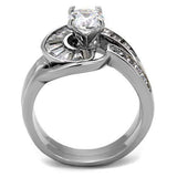 TK2617 - No Plating Stainless Steel Ring with AAA Grade CZ in Clear - Alamode - Flyclothing LLC