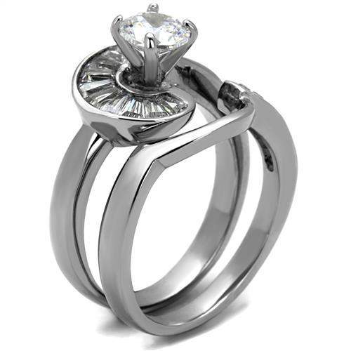 TK2617 - No Plating Stainless Steel Ring with AAA Grade CZ in Clear - Alamode - Flyclothing LLC