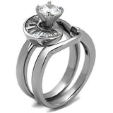 TK2617 - No Plating Stainless Steel Ring with AAA Grade CZ in Clear - Alamode - Flyclothing LLC