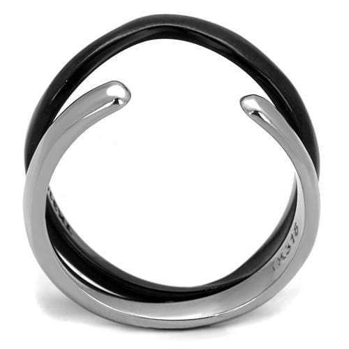 TK2618 - Two-Tone IP Black (Ion Plating) Stainless Steel Ring with No Stone - Alamode - Flyclothing LLC