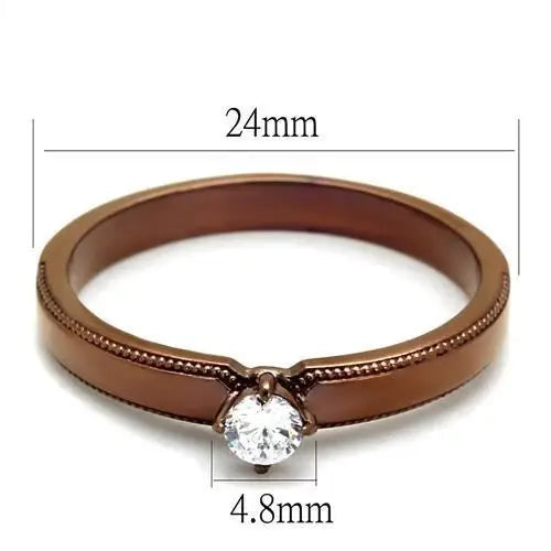 TK2621 - IP Coffee light Stainless Steel Ring with AAA Grade CZ in Clear - Alamode - Flyclothing LLC