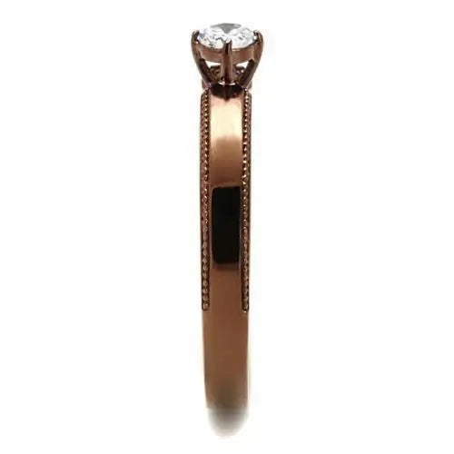 TK2621 - IP Coffee light Stainless Steel Ring with AAA Grade CZ in Clear - Alamode - Flyclothing LLC