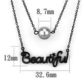 TK2628 - IP Black(Ion Plating) Stainless Steel Necklace with Synthetic Glass Bead in Gray - Alamode