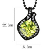 TK2629 - IP Black(Ion Plating) Stainless Steel Chain Pendant with AAA Grade CZ  in Apple Green color