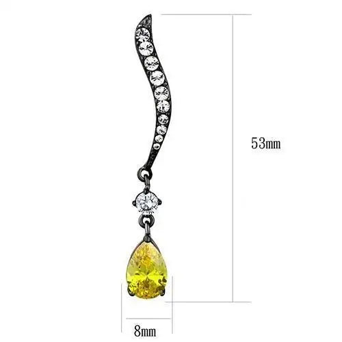TK2631 - IP Light Black (IP Gun) Stainless Steel Earrings with AAA Grade CZ in Topaz - Alamode - Flyclothing LLC