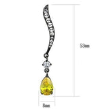 TK2631 - IP Light Black  (IP Gun) Stainless Steel Earrings with AAA Grade CZ  in Topaz - Alamode