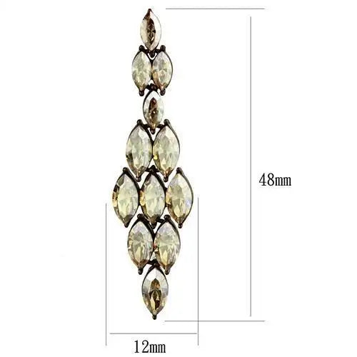 TK2632 - IP Coffee light Stainless Steel Earrings with Top Grade Crystal in Champagne - Alamode - Flyclothing LLC