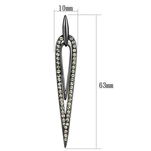 TK2634 - IP Light Black (IP Gun) Stainless Steel Earrings with Top Grade Crystal in Smoky Topaz - Alamode - Flyclothing LLC