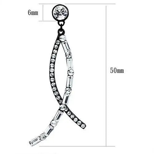 TK2635 - IP Light Black (IP Gun) Stainless Steel Earrings with Top Grade Crystal in Clear - Alamode - Flyclothing LLC