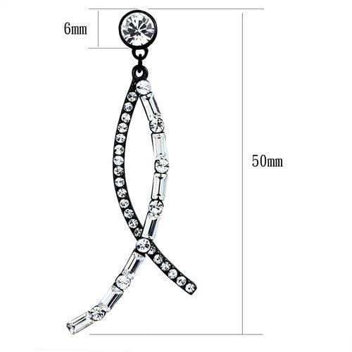 TK2635 - IP Light Black (IP Gun) Stainless Steel Earrings with Top Grade Crystal in Clear - Alamode - Flyclothing LLC