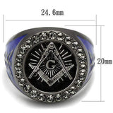 TK2637 - Two Tone IP Light Black (IP Gun) Stainless Steel Ring with Top Grade Crystal in Black Diamond - Alamode - Flyclothing LLC