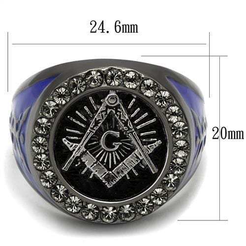 TK2637 - Two Tone IP Light Black (IP Gun) Stainless Steel Ring with Top Grade Crystal in Black Diamond - Alamode - Flyclothing LLC