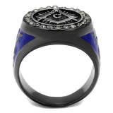 TK2637 - Two Tone IP Light Black (IP Gun) Stainless Steel Ring with Top Grade Crystal  in Black Diamond - Alamode