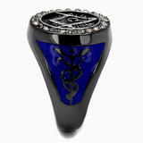 TK2637 - Two Tone IP Light Black (IP Gun) Stainless Steel Ring with Top Grade Crystal in Black Diamond - Alamode - Flyclothing LLC