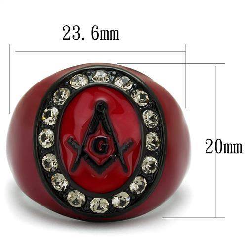 TK2638 - IP Black(Ion Plating) Stainless Steel Ring with Top Grade Crystal in Black Diamond - Alamode - Flyclothing LLC