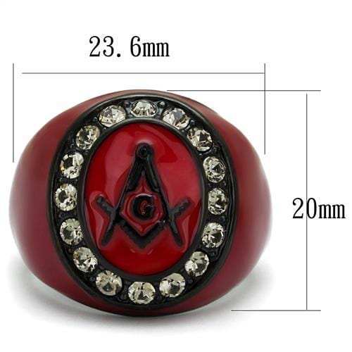 TK2638 - IP Black(Ion Plating) Stainless Steel Ring with Top Grade Crystal in Black Diamond - Alamode - Flyclothing LLC