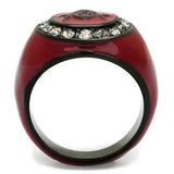 TK2638 - IP Black(Ion Plating) Stainless Steel Ring with Top Grade Crystal  in Black Diamond - Alamode