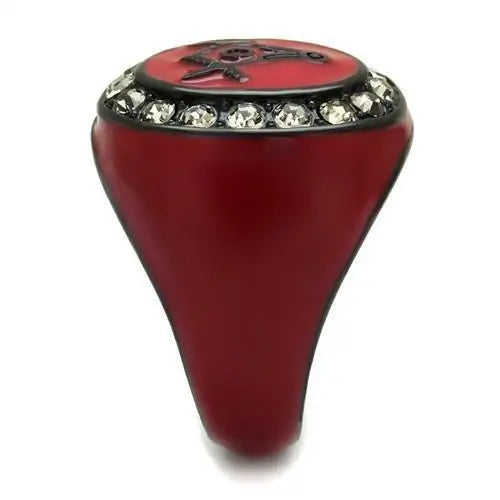 TK2638 - IP Black(Ion Plating) Stainless Steel Ring with Top Grade Crystal in Black Diamond - Alamode - Flyclothing LLC
