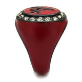 TK2638 - IP Black(Ion Plating) Stainless Steel Ring with Top Grade Crystal  in Black Diamond - Alamode