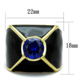 TK2640 - IP Gold(Ion Plating) Stainless Steel Ring with AAA Grade CZ  in London Blue - Alamode