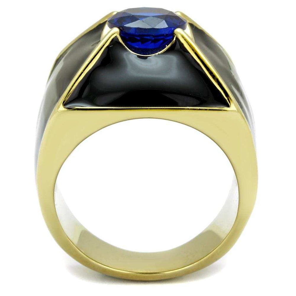 TK2640 - IP Gold(Ion Plating) Stainless Steel Ring with AAA Grade CZ in London Blue - Alamode - Flyclothing LLC
