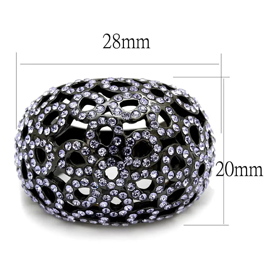 TK2642 - IP Light Black (IP Gun) Stainless Steel Ring with Top Grade Crystal in Tanzanite - Alamode - Flyclothing LLC