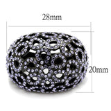 TK2642 - IP Light Black  (IP Gun) Stainless Steel Ring with Top Grade Crystal  in Tanzanite - Alamode
