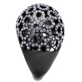 TK2642 - IP Light Black  (IP Gun) Stainless Steel Ring with Top Grade Crystal  in Tanzanite - Alamode