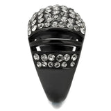 TK2643 - IP Black(Ion Plating) Stainless Steel Ring with Top Grade Crystal in Hematite - Alamode - Flyclothing LLC