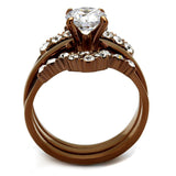 TK2647 - IP Coffee light Stainless Steel Ring with AAA Grade CZ  in Clear - Alamode