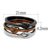 TK2648 - Three Tone IPï¼ˆIP Light Coffee & IP Light Black & High Polished) Stainless Steel Ring with No Stone - Alamode - Flyclothing LLC