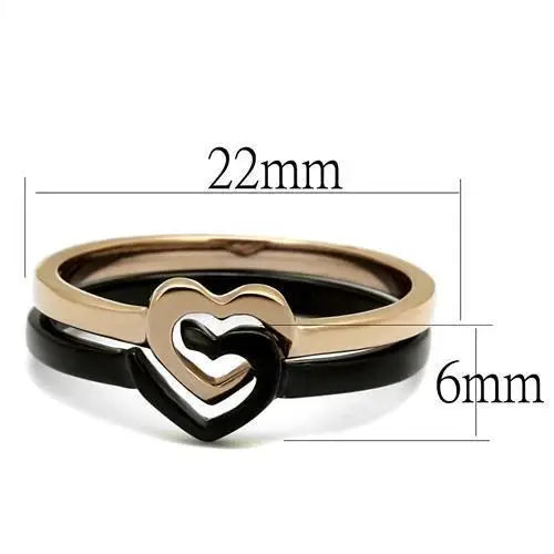 TK2650 - IP Rose Gold+ IP Black (Ion Plating) Stainless Steel Ring with No Stone - Alamode - Flyclothing LLC