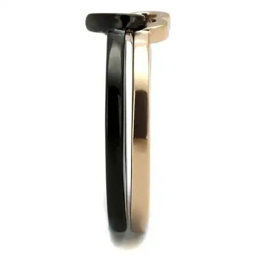 TK2650 - IP Rose Gold+ IP Black (Ion Plating) Stainless Steel Ring with No Stone - Alamode - Flyclothing LLC