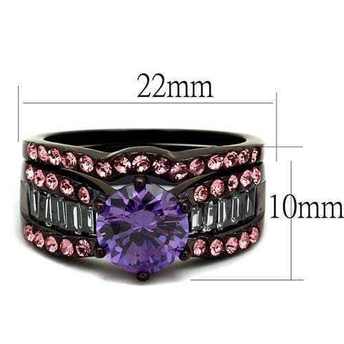 TK2652 - IP Dark Brown (IP coffee) Stainless Steel Ring with AAA Grade CZ in Amethyst - Alamode - Flyclothing LLC