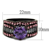 TK2652 - IP Dark Brown (IP coffee) Stainless Steel Ring with AAA Grade CZ  in Amethyst - Alamode