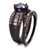 TK2652 - IP Dark Brown (IP coffee) Stainless Steel Ring with AAA Grade CZ  in Amethyst - Alamode