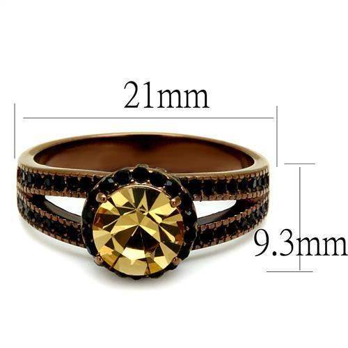 TK2654 - IP Coffee light Stainless Steel Ring with Top Grade Crystal in Light Smoked - Alamode - Flyclothing LLC